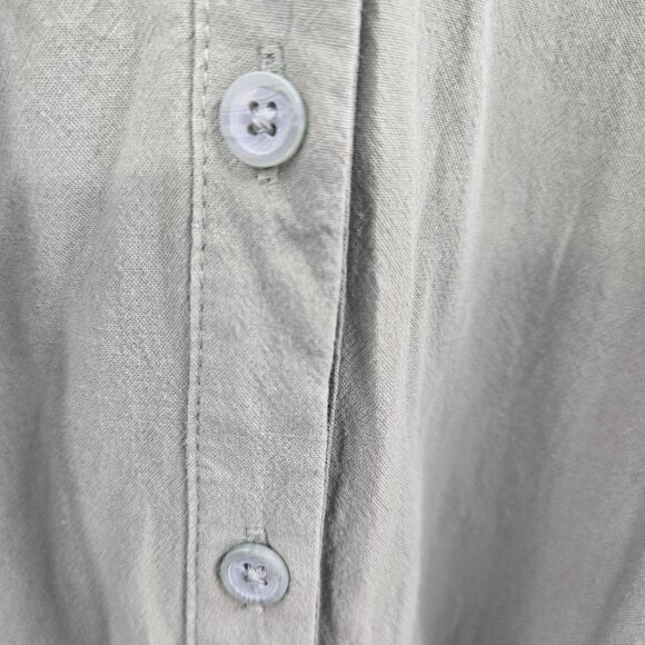 Ava and Viv Green V-Neck Buttoned Belted 100% Cotton Midi Dress 3x - Picture 8 of 12